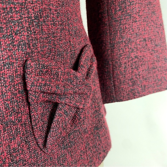 Classiques Entier Red & Black 3/4 Sleeve Tweed Blazer Size XS - Picture 2 of 13